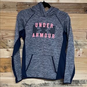 Under Armour size XS Heathered Blue Soft and Cozy Hoodie with Pink Accents
